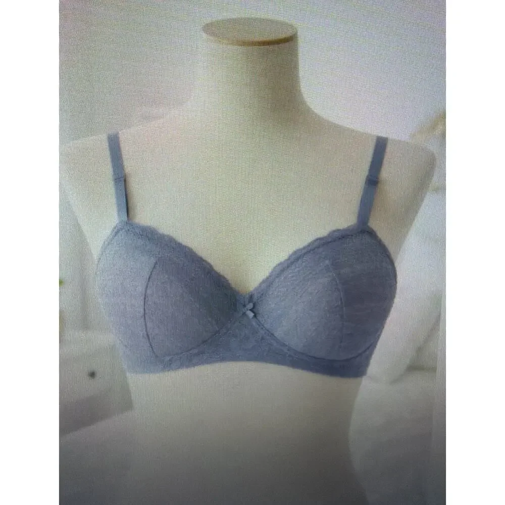 Victoria’s Secret Perfect Coverage Faded Denim Blue Lace Bra 32DD 32E wirefree - Picture 1 of 12